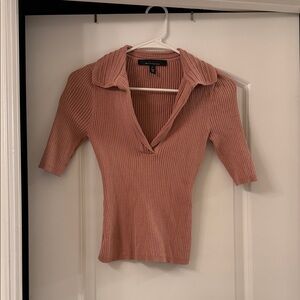 White House Black Market Ribbed Blush Top